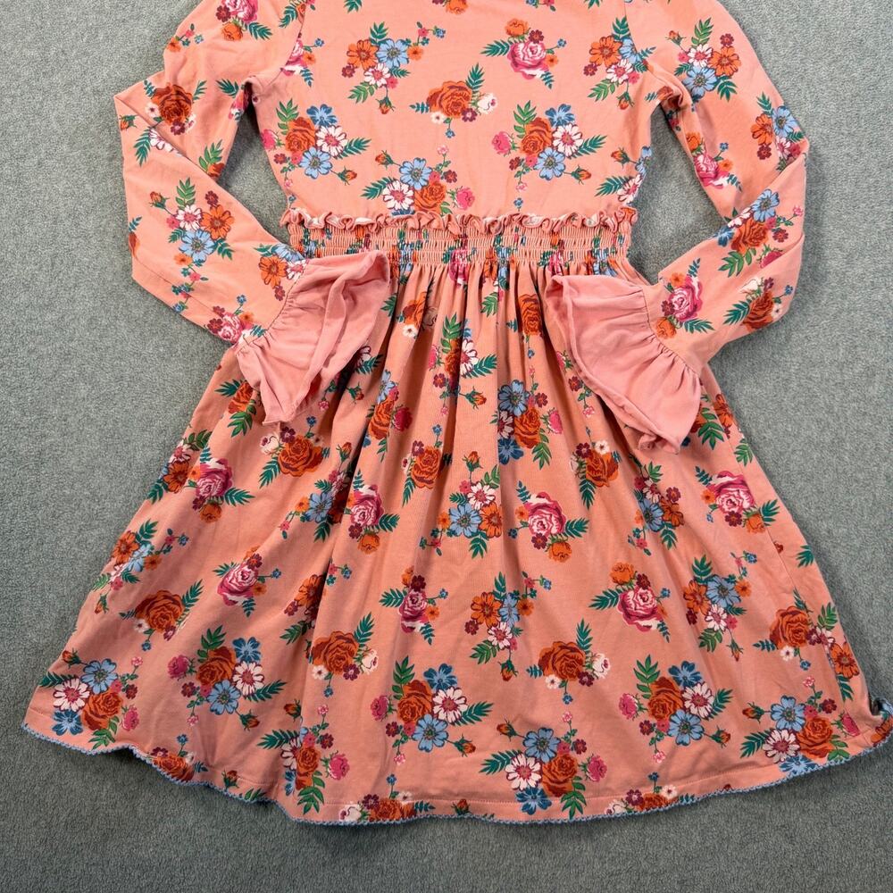 Matilda Jane Girls Size 10 Lots to Learn Dress Pink Floral Ruffle Elastic Waist - Picture 5 of 11